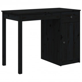 Desk Black Solid Pine Wood 39.4 in x 19.7 in x 29.5 in ...