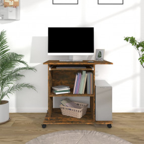 Computer Desk Smoked Oak Engineered Wood Compact Comput...
