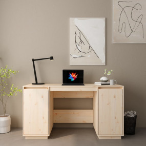 Desk Natural Wood Solid Pine Wood Regular Desk Rectangu...