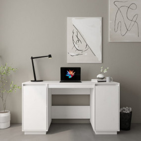Desk White Solid pine wood 55.1 x 19.7 x 29.5 in Desk