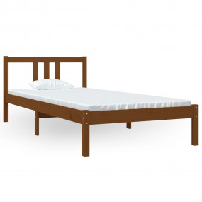 Bed Frame Honey Brown Solid pinewood, Plywood Single