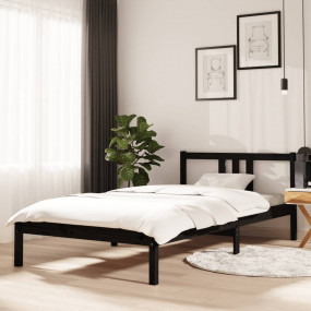 Bed Frame Black Solid pine wood Twin Durable Bed Frame