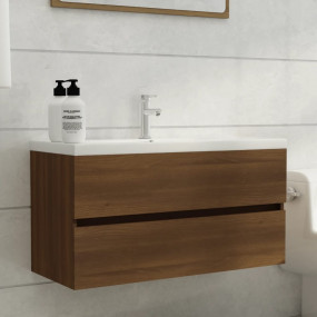 Sink Cabinet Brown Oak Engineered Wood 35.4 x 15.2 x 17...