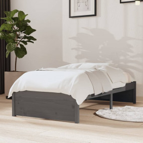 Bed Frame Grey Solid Pine wood, Plywood Small Single Fr...