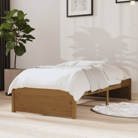 Bed Frame Honey brown Solid pine wood Small single Dura...