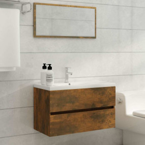 Bathroom Furniture Set Smoked oak Engineered wood Mediu...