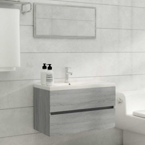 Bathroom Furniture Set Grey Sonoma Engineered Wood Larg...