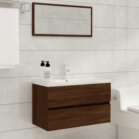 Bathroom Furniture Set Brown Oak Engineered wood, acryl...