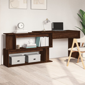 Corner Desk Brown oak Engineered wood Large Corner Desk