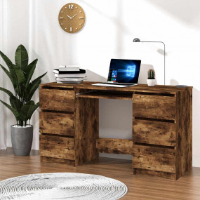 Writing Desk Smoked Oak Engineered Wood 55.1 x 19.7 x 3...