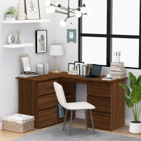Corner Desk Brown Oak Engineered Wood Medium Corner Des...