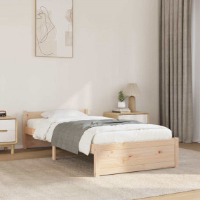 Bed Frame Natural Wood Solid Pine Wood Small Single Dur...