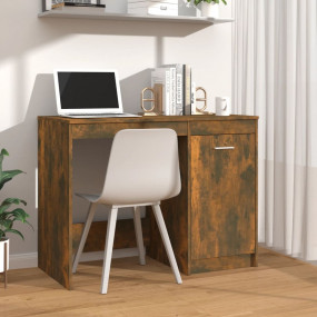 Desk Smoked Oak Engineered Wood Medium Desk Rectangular