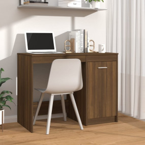 Desk Brown Oak Engineered Wood Desk Rectangular Contemp...