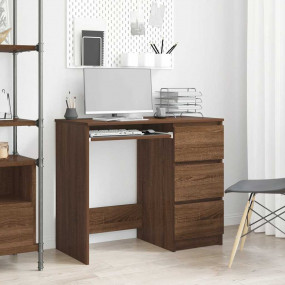 Desk Brown Oak Engineered Wood Compact Desk Rectangular