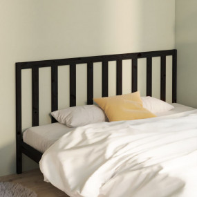 Bed Headboard Black Solid Pine Wood 73.2 x 1.6 x 39.4 i...