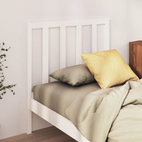 Bed Headboard White Solid Pine Wood 31.9 x 1.6 x 39.4 i...