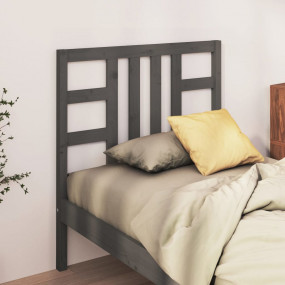 Bed Headboard Grey Solid Pine Wood 37.8x1.6x39.4 in