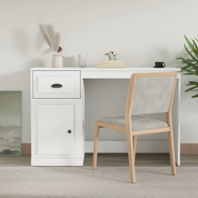 Desk White Engineered Wood Regular Desk Rectangular Mod...