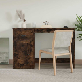 Desk Smoked Oak Engineered Wood Medium Desk Rectangular