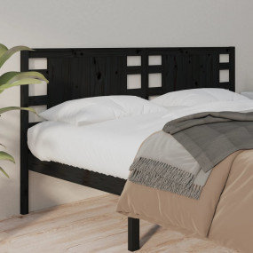 Headboard Black Solid pine wood 81.1 x 1.6 x 39.4 in