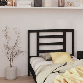 Headboard Black Solid pine wood Single Decorative Inlay...