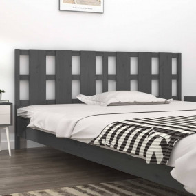 Bed Headboard Gray Solid pine wood 80.9 in wide Fancy I...