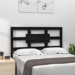 Bed Headboard Black Solid Pine Wood 31.7x1.6x39.4 in