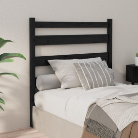 Bed Headboard Black Solid Pine Wood 41.7 x 1.6 x 39.4 i...