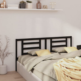 Bed Headboard Black Solid pine wood 73.2 x 1.6 x 39.4 i...
