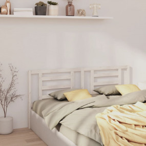 Bed Headboard White Solid Pine Wood 81.1 x 1.6 x 39.4 i...