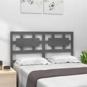 Bed Headboard Grey Solid Pine Wood 61.2 x 1.6 x 39.4 in