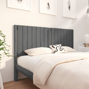 Bed Headboard Gray Solid Pine Wood 61.2 in width