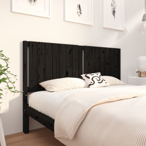 Bed Headboard Black Solid pine wood 65.2 x 1.6 x 39.4 i...