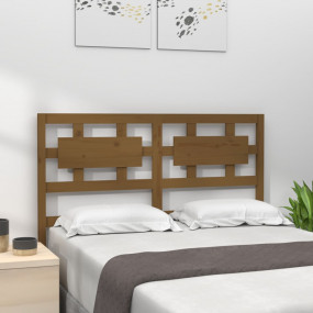 Bed Headboard Honey brown Solid pine wood Decorative In...