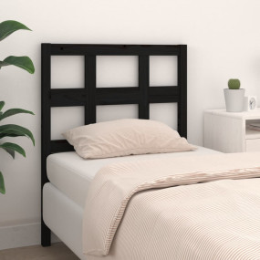 Bed Headboard Black Solid Pine Wood 31.7x39.4 in