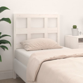Bed Headboard White Solid Pine Wood Decorative Inlays