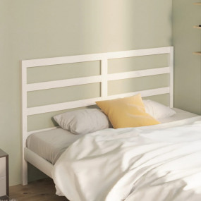 Bed Headboard White Solid Pine Wood Standard Double Nic...