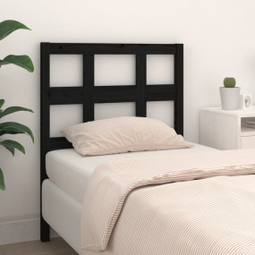 Bed Headboard Black Solid Pine Wood Extra tall Decorati...