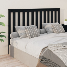 Bed Headboard Black Solid Pine Wood 65.4 in Modern