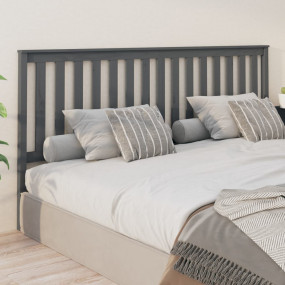 Bed Headboard Gray Solid pine wood 81.1 in x 2.4 in x 3...