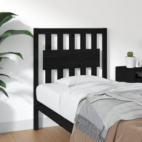 Bed Headboard Black Solid Pinewood 39.4 in x 31.7 in