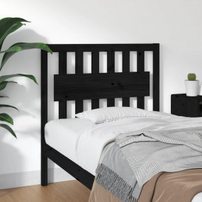 Bed Headboard Black Solid Pine Wood Medium Tough Bed He...