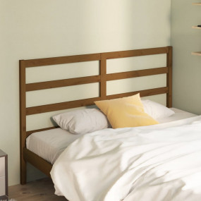 Bed Headboard Honey Brown Solid Pine Wood Decorative In...