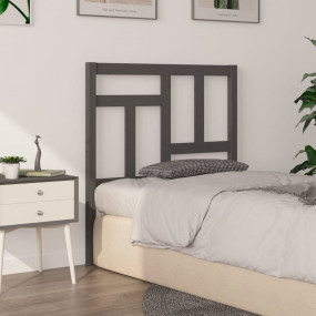 Bed Headboard Grey Solid pine wood 31.7x1.6x39.4 in