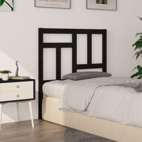 Bed Headboard Black Solid Pine Wood 31.7 x 1.6 x 39.4 i...
