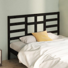 Bed Headboard Black Solid pine wood Medium Decorative I...