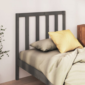 Bed Headboard Grey Solid Pine Wood 37.8 x 1.6 x 39.4 in