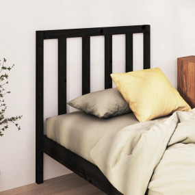 Bed Headboard Black Solid Pine Wood Standard Durable