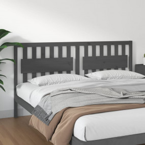 Bed Headboard Grey Solid pine wood 73.0 in x 1.6 in x 3...